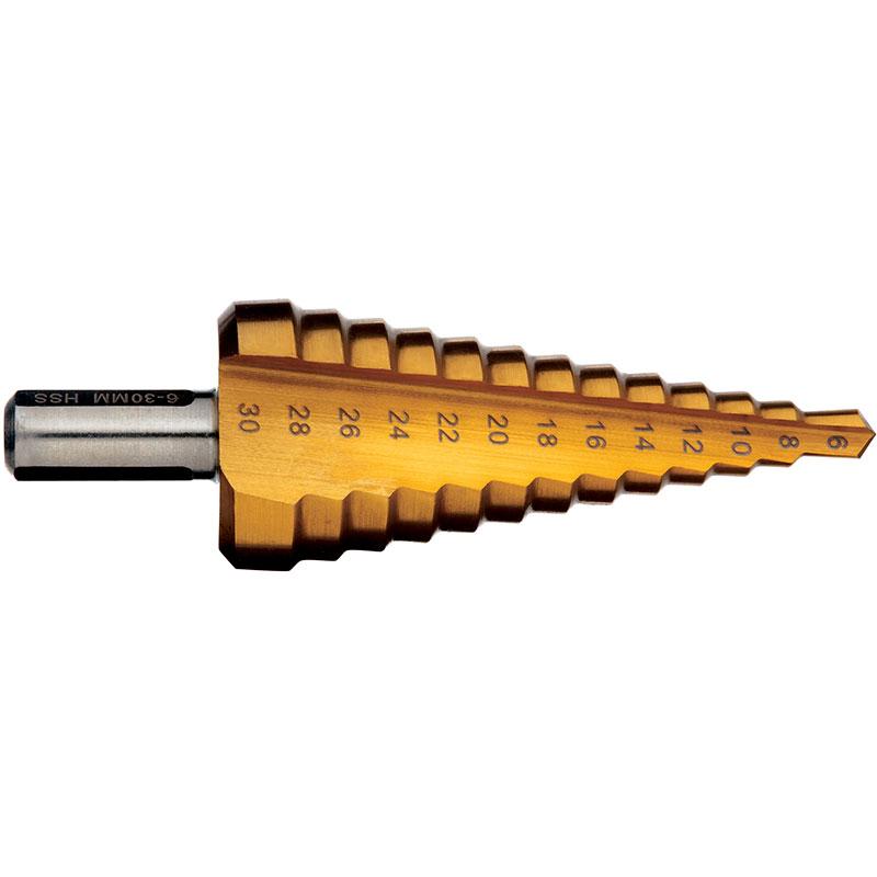 ALPHA STEP DRILL 6 - 30MM - HSS TITANIUM NITRIDE COATED